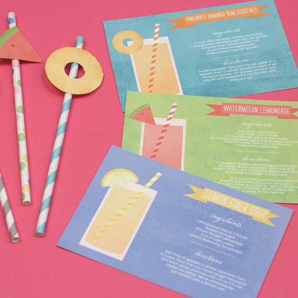 Cocktail Cards and Fruit Flags Printable by Basic Invite
