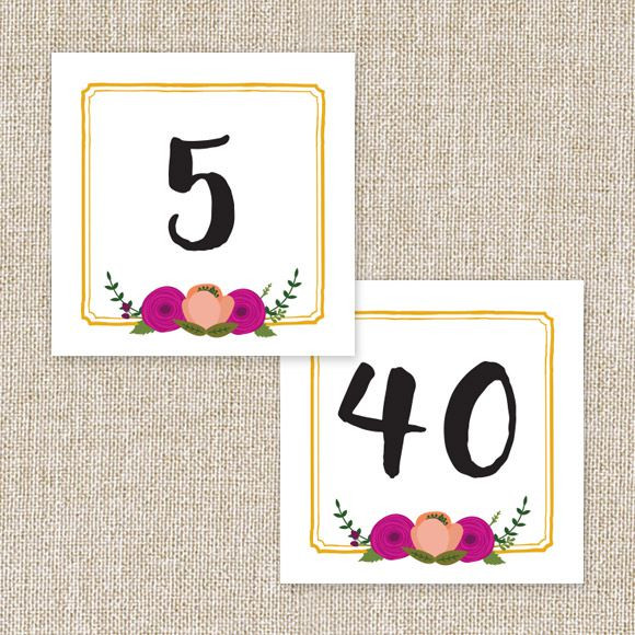 Bold Blooms Table Numbers by Basic Invite