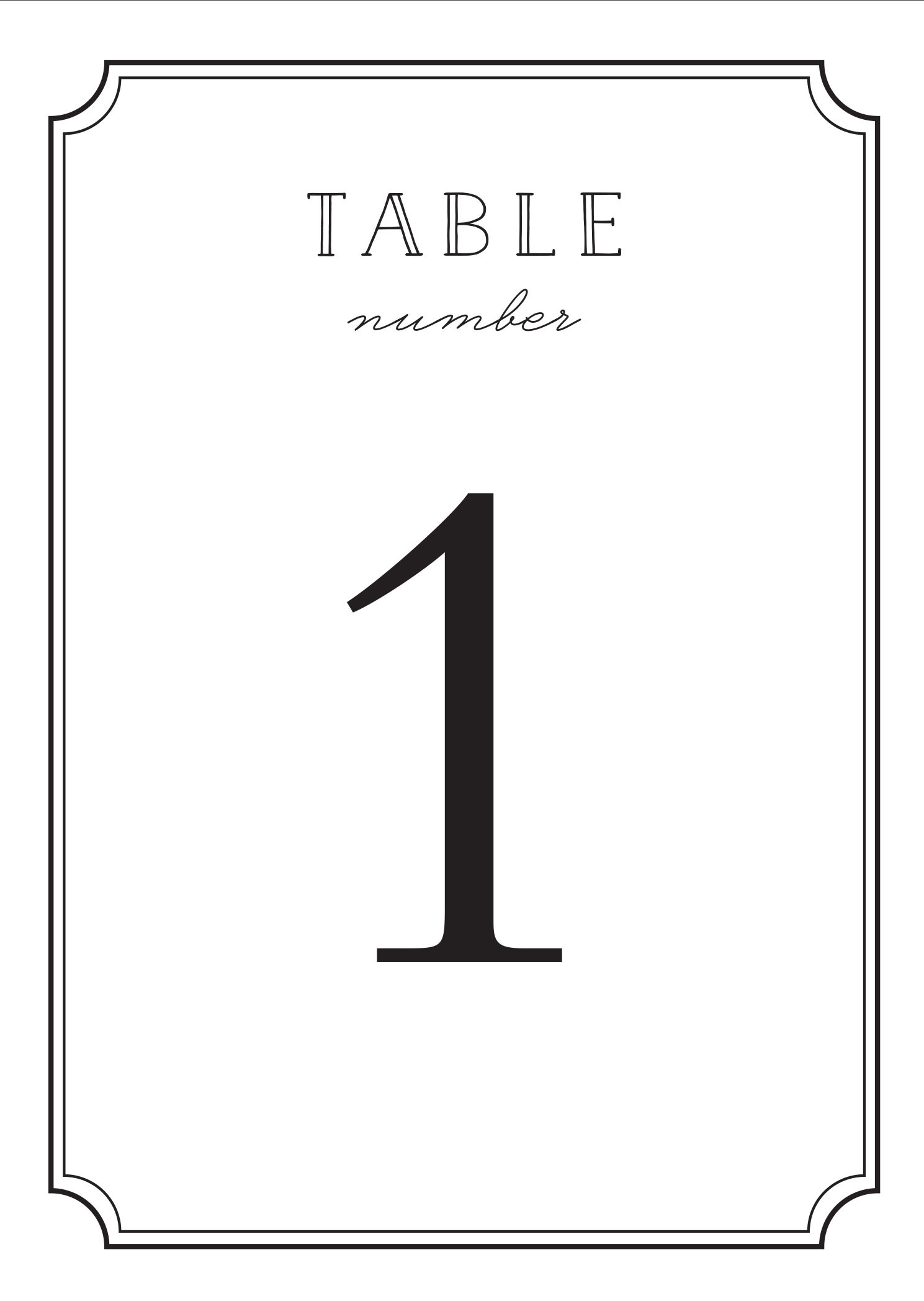 Free Printable Table Number Cards Template